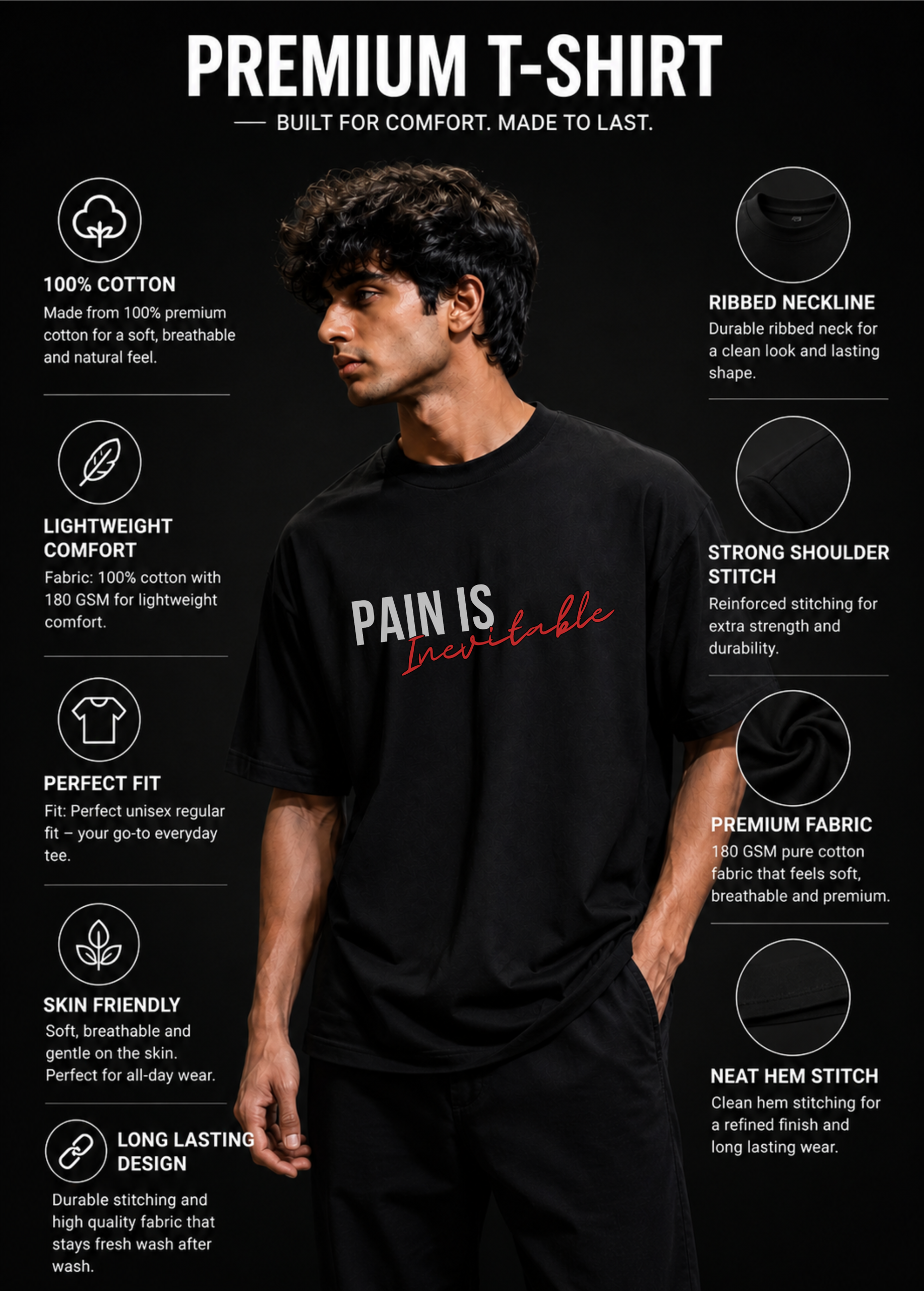 Pain Is Inevitable Premium T-Shirt - Image 4